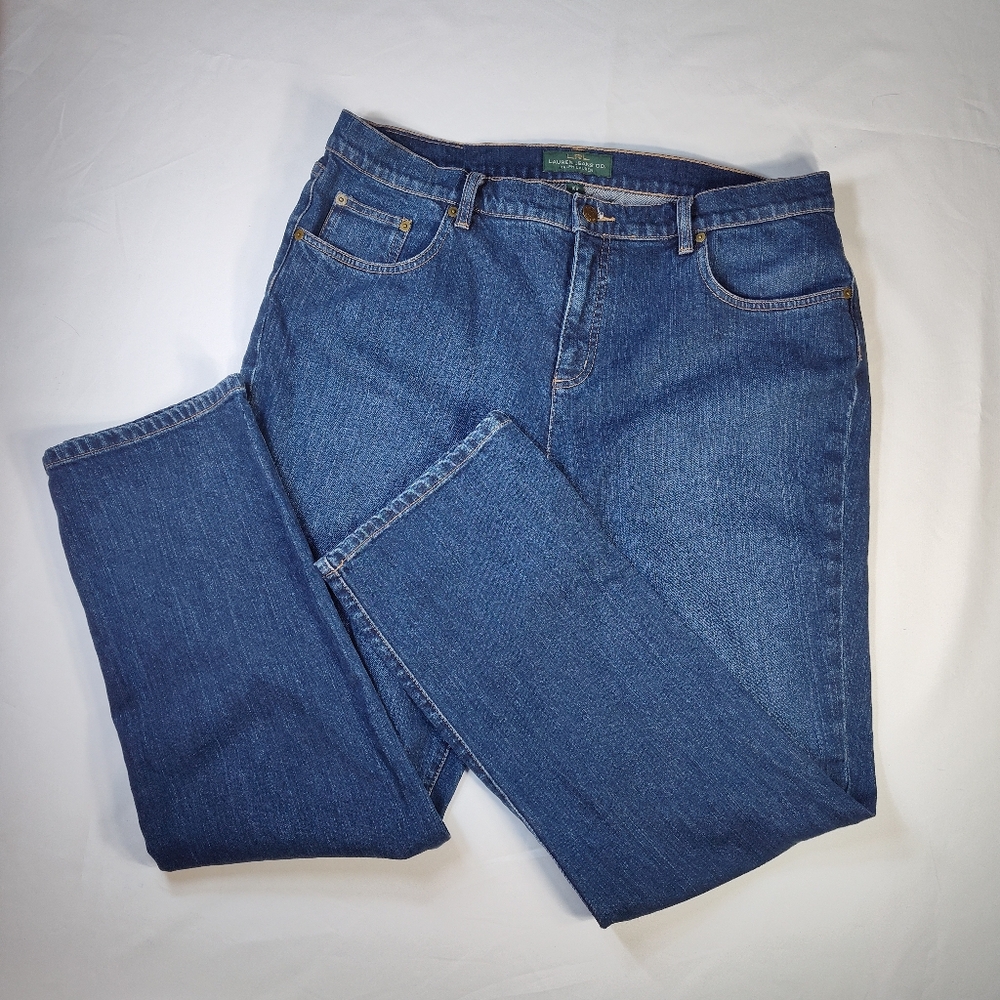 RLR Lauren Jeans Co. Women's Blue Denim Jeans Straight Leg Size 16